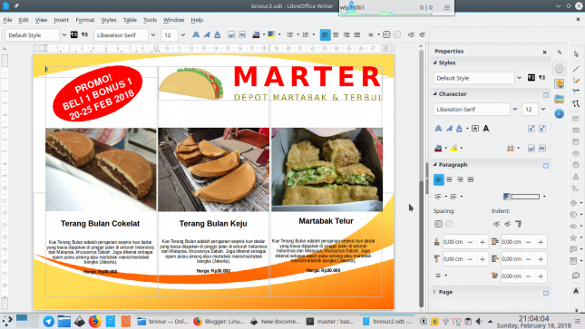 Latihan LibreOffice Writer VII - Cara membuat brosur